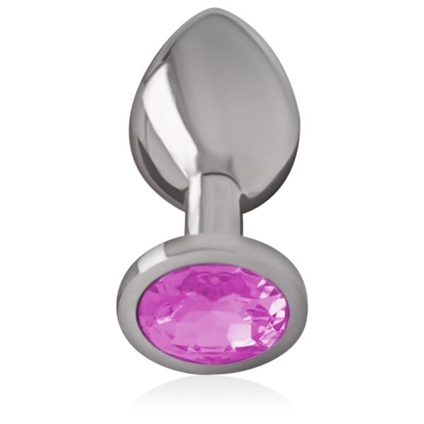 INTENSE - ALUMINUM METAL ANAL PLUG WITH PINK CRYSTAL SIZE L 3
